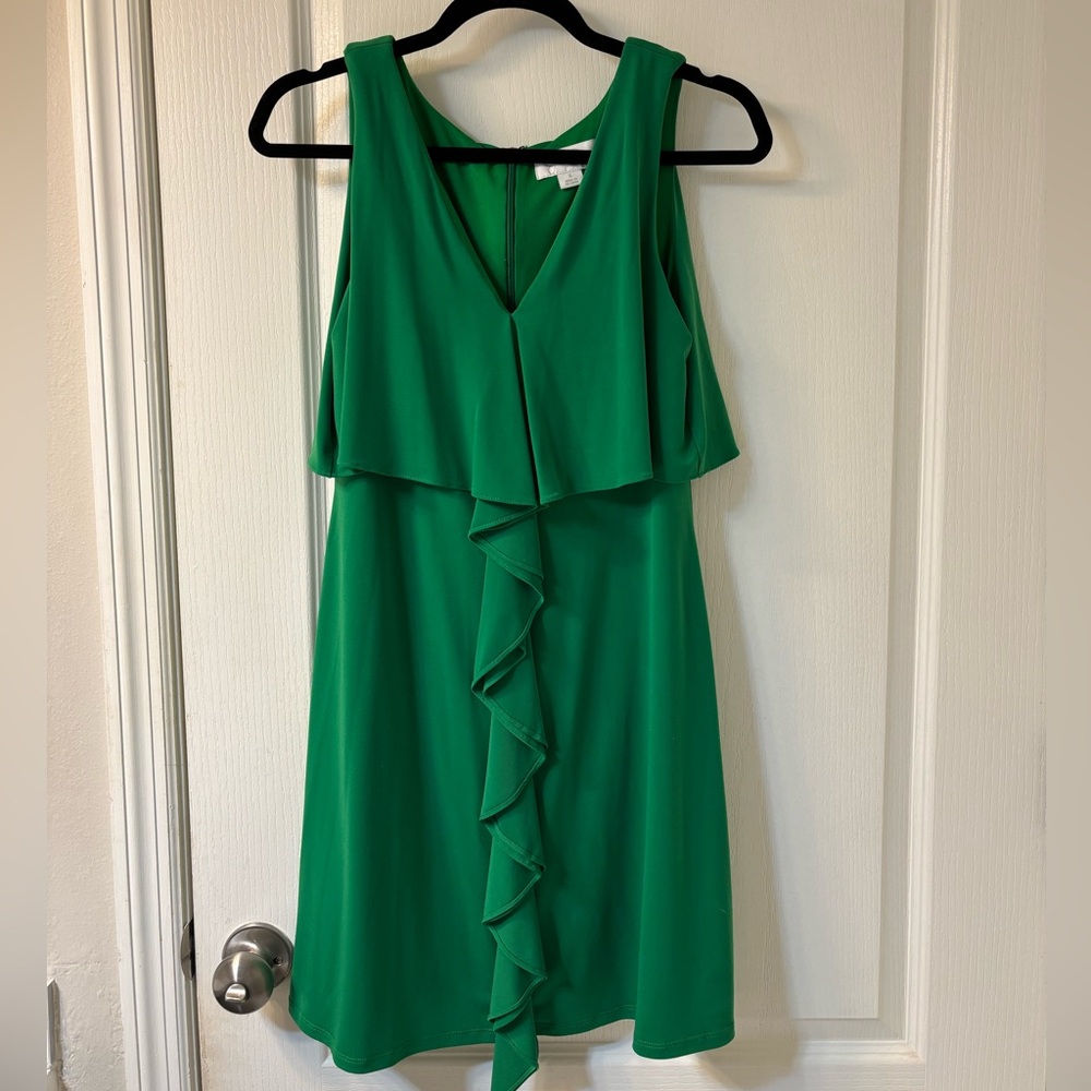 Jessica Simpson Green Ruffled Maxi Dress V-Neck Sleeveless